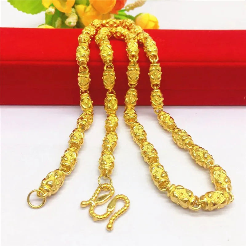 Dubai Gold Plated Imitation 8N Pattern Men's Necklace Alluvial New Popular Jewelry