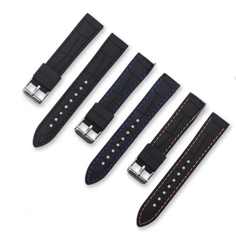 Hot Sale 20mm Black Bamboo Pattern Silicone Strap for Samsung S3 Plus Thread Rubber Watch Band Wholesale Watch Strap