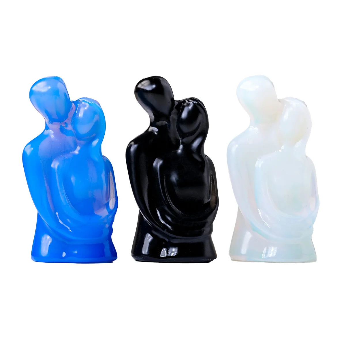 Wholesale Natural Healing Crystal White Opal Carving the Statue of Lovers for Gifts