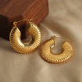 Vintage Irregular Chunky Twisted U-shaped Huggie Earrings Non Tarnish Gold Plated Stainless Steel Hoop Earrings for Women Girls
