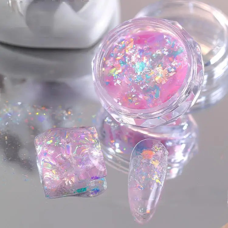 Aurora Mermaid Opal Nail Art Glitter Powder Sequins Iridescent Chameleon Flakes Holographic Irregular Flakes Manicure Powder