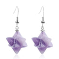 Wholesale New Natural Crystal Merkaba Star Shape Reiki Earrings Gemstone Jewelry Natural Stone for Women  Amethyst Earrings