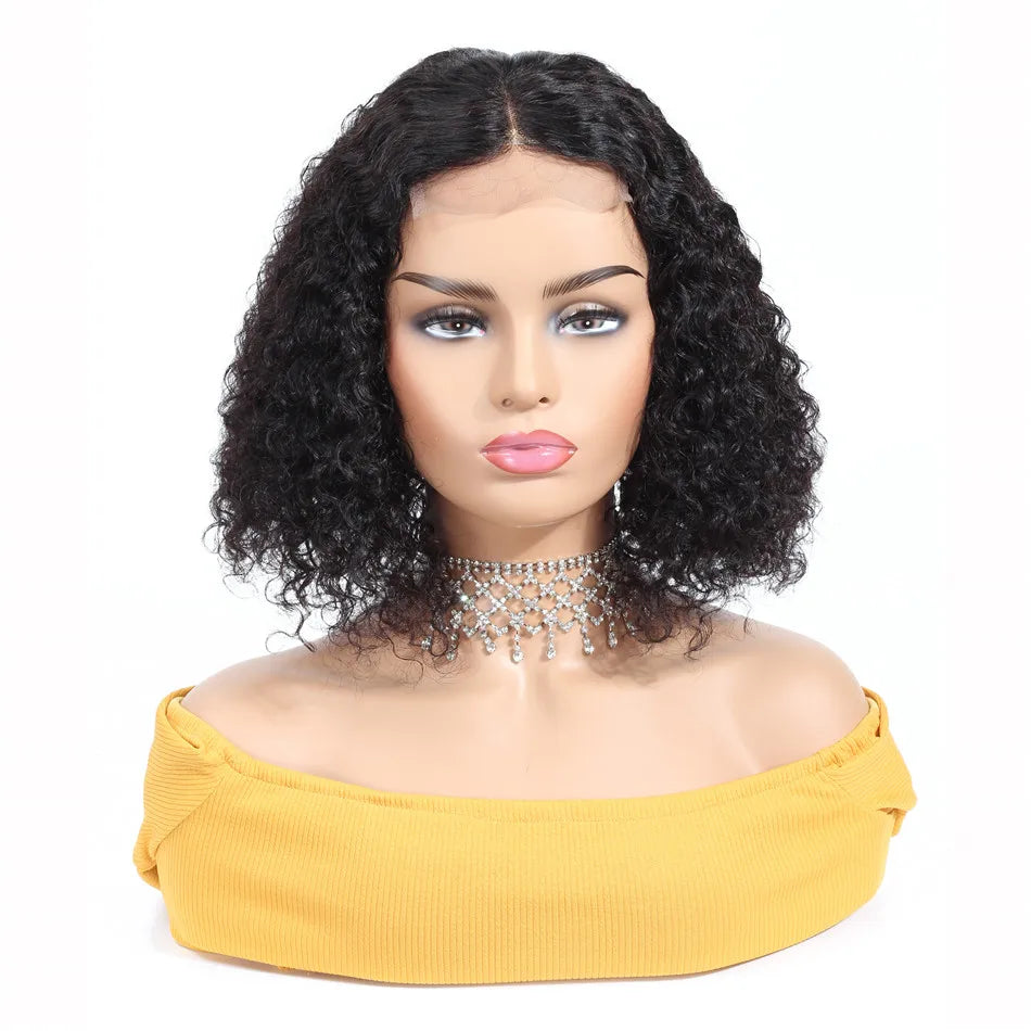 Brazilian Natural Human Hair Kinky Curly Short Bob Wigs Human Hair Lace Front Wigs Glueless Hd Lace Frontal Wigs for Black Women