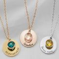 New Style Stainless Steel Necklace Blank 20mm Round Pendant Necklace Custom Logo Pendant Necklace With 9mm Birthstone Charm