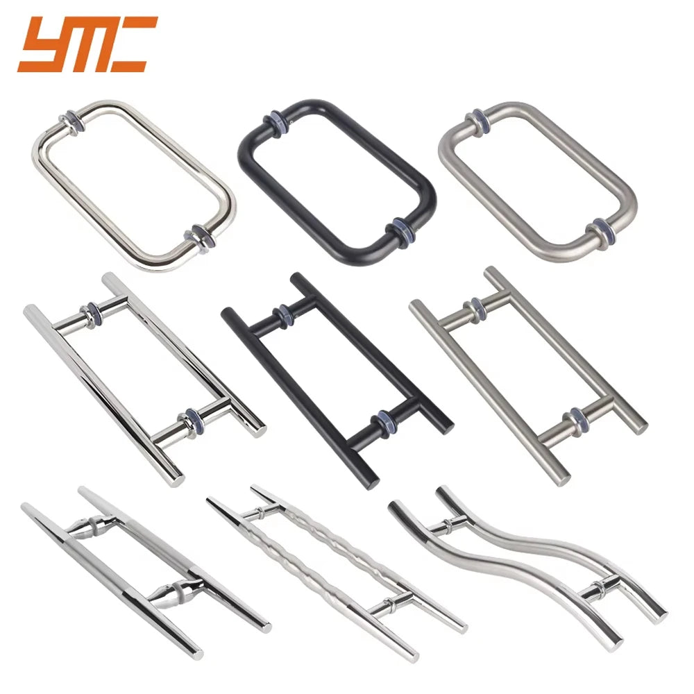 Modern H-Type Stainless Steel Handle Back-to-Back Bathroom Towel Bar with Lever Pull for Hotel Shower Glass Door