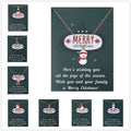 Christmas Gift Tree Stockings Hat Santa Claus Reindeer Candy Cane Snowflake Bell Charm Necklace with Make a Wish Card