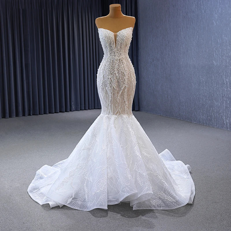 Jancember Rsm222129 Luxury Bridal Dress 2023 Wedding Dresses Mermaid Vintage White Custom Made