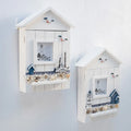 Mediterranean Style House Shape Wooden Key Box Wall Hanging Keys Holder