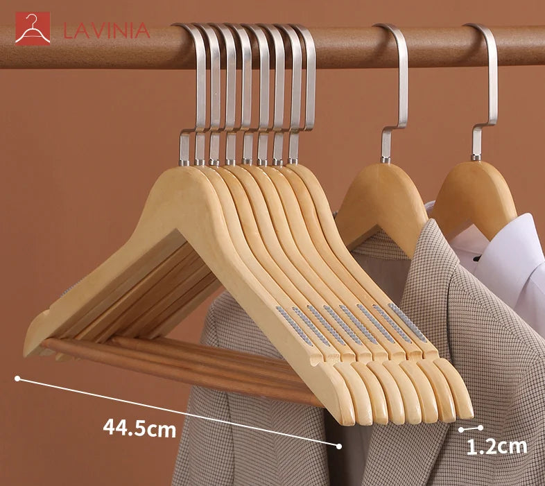 Lavinia Original Wood Color Men's Hanger Non-slip with Rubber Hose Best Quality Color Wooden Hangers or Shirt Clothes Wood hang