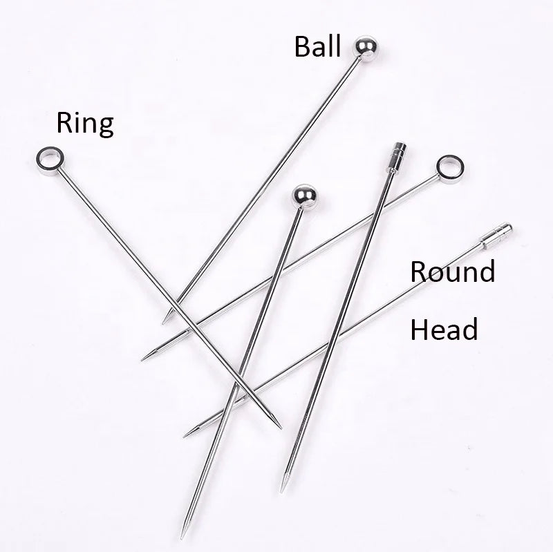 Party Cocktail Stick Fruit Needle Stainless Steel Metal martini Cocktail Pick