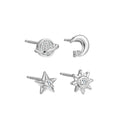 4pcs 925 Sterling Silver Earrings Set Small Round CZ Sun Moon Star Planet Stud for Women Girl Wholesale Fine Jewelry