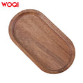 WOQI Modern Rectangular Oval Decorative Wood Plate Dish Sustainable Ebony Beech Black Walnut Acacia Wood Serving Dish for Hotels