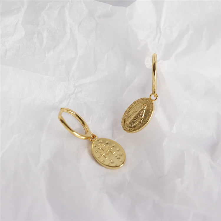 Custom Vintage Design Jewelry Minimalist Design Women Jesus Cross Hoop Earrings