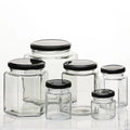 Wholesale Jam Jar Honey Jar 45ml 100ml 180ml 280ml 380ml 500ml 730ml Hexagonal Glass Bottle Food Jar