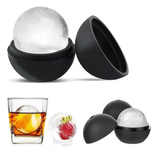 Large Ice Ball Mold 2.5 Inch Silicone Sphere Tray for Whiskey and Cocktails Easy Release BPA Free