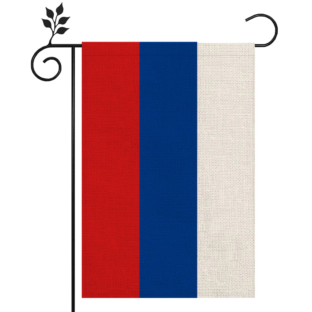 Custom 12x18 Inch Indoor Outdoor Decorative Russia Burlap Garden Flags