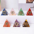 Wholesale 3cm Natural Crystal Gravel Feng Shui Style Glue Resin Pyramid Energy Tower Hand Engraved Home Decoration Ornaments