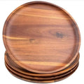 Acacia Wood Pizza Bread Fruit Dinner Charger Plates Wooden Butter Cheese Serving Platter Dishes Set Plato De Madera
