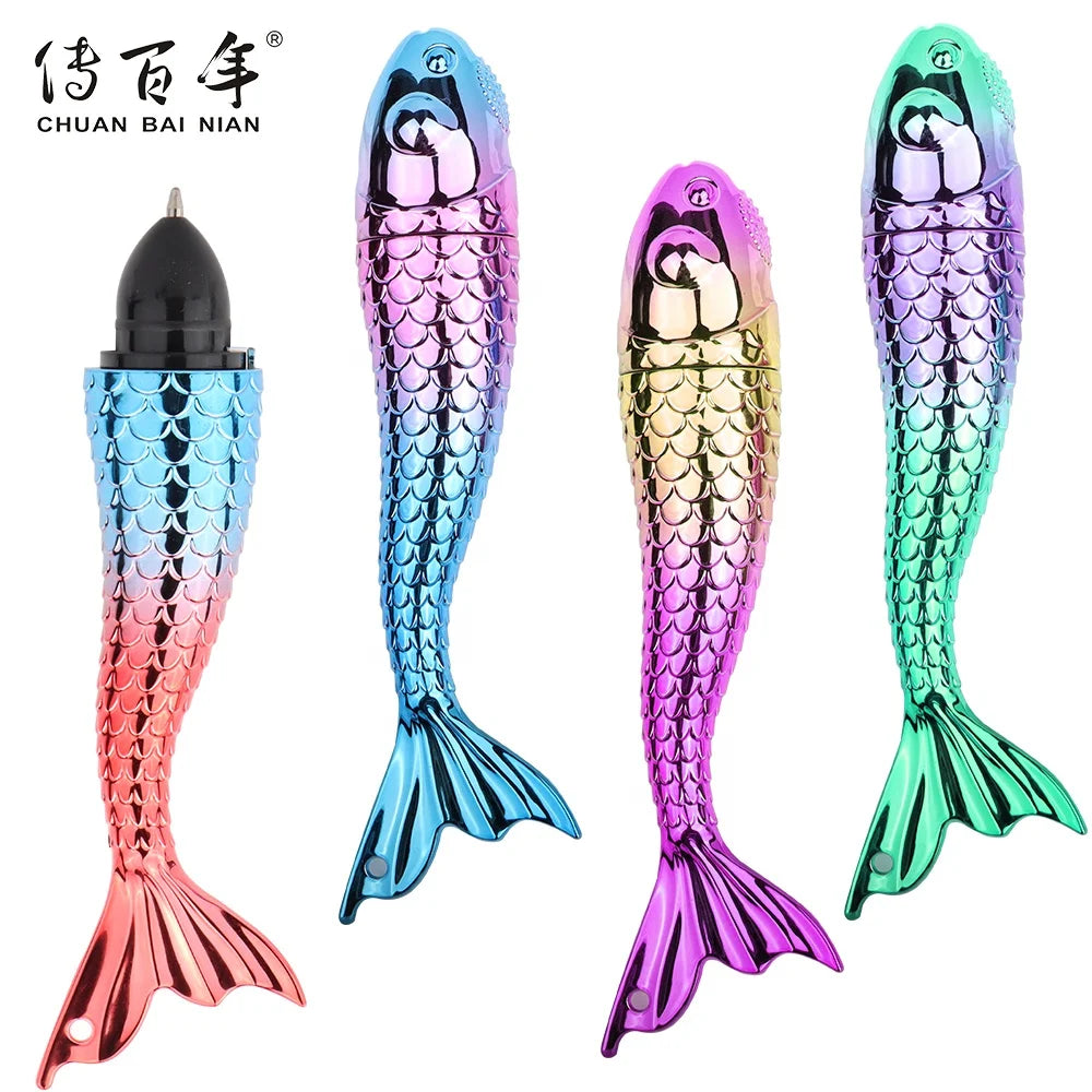 Cute Colorful UV Plated Plastic Goldfish Ballpoint Pen Novelty Gift for Kids with Animal Logo Custom Logo Option Promotional Use