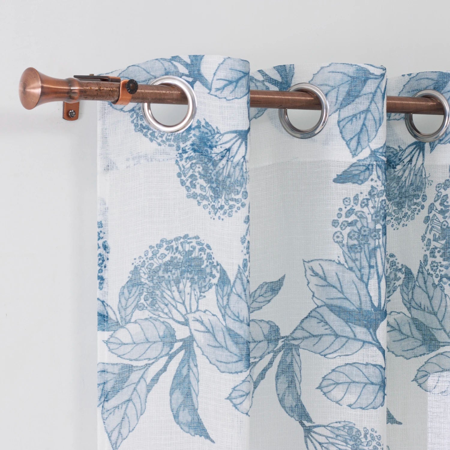 Wholesale Floral Pattern Faux Linen Semi-Sheer Tulle Curtains Digital Printing Printed Curtains for Home Living Room