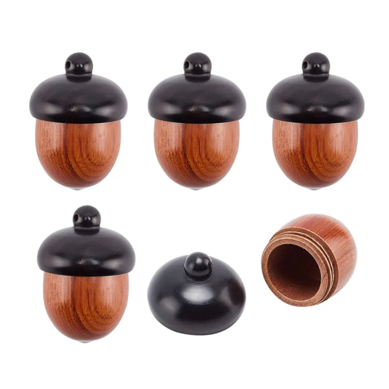 Wooden Acorn Nut Box Pendant Disconnectable Camel Wood Christmas Jewelry for Kids DIY Gift for Children's Jewelry Making