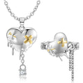 Heart Shape Necklace and Ring Authentic 925 Sterling Silver Jewellery Sets with Clear Zircon for Women Pendant Necklaces Jewelry