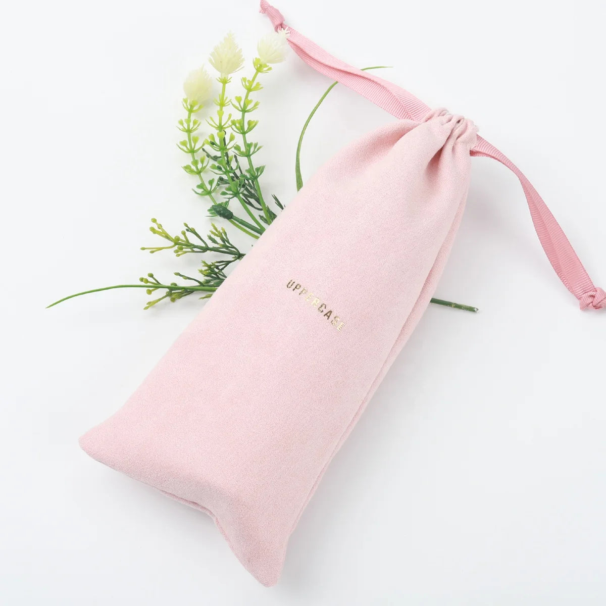 Wholesale Hot Stamping Suede Pouch Drawstring Dust Bag Pink Suede Gift Bag for Jewelry