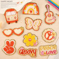 Iron on Embroidery Orange Yellow Style Peace rainbow Violin Busy Sunglass Chenille Patch for Kid Clothes Decoration