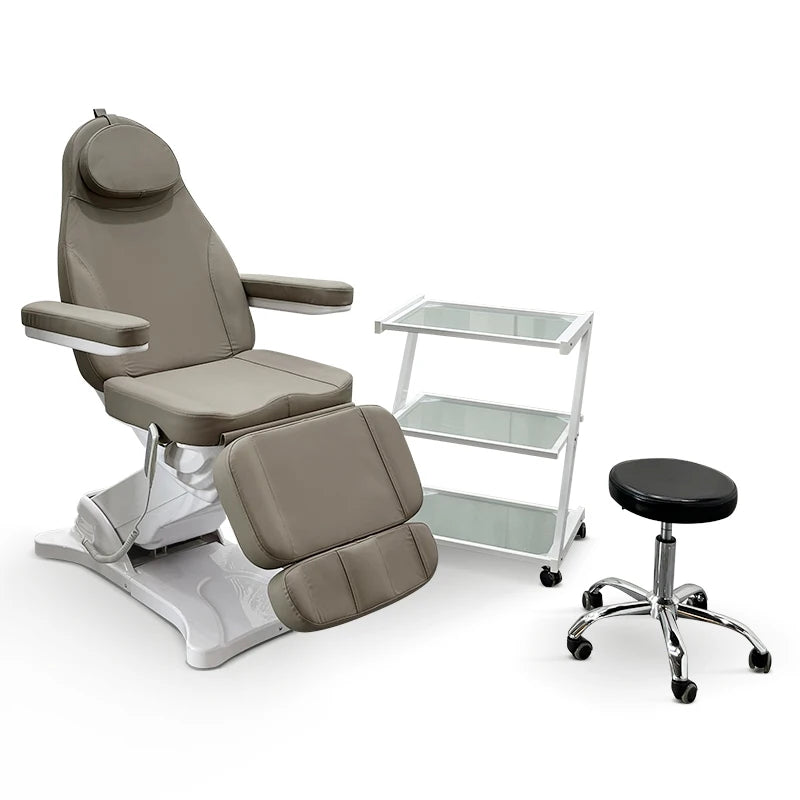 Luxury Salon Furniture Brown Physiotherapy Treatment Massage Beds 3 Motors Electric Cosmetic Bed Beauty Salon with Lamp