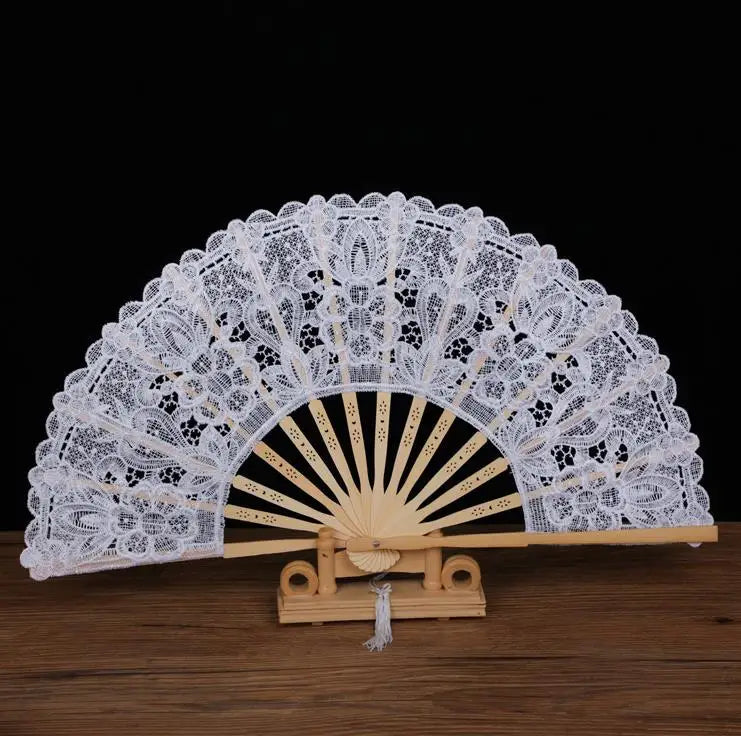 Customized Battenburg Lace Dancing Fans for Wedding Party Favors Gifts Vintage Lace Folding Hand Fan