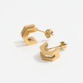 JOOLIM Jewelry PVD 18K Gold Plated Mini Geometric Double-layer C Hoop Earring Stainless Steel Jewelry Fashion Jewelry