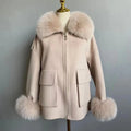 QIUCHEN QC21010 New Arrival Fox Fur Casual Coat with Silk Lining and Fur Trim