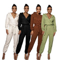 Plain Cotton Playsuits Long Sleeve Fashion Casual Ladies Jumpsuit Solid Jumpsuits Leisure Spring Clothings 2022