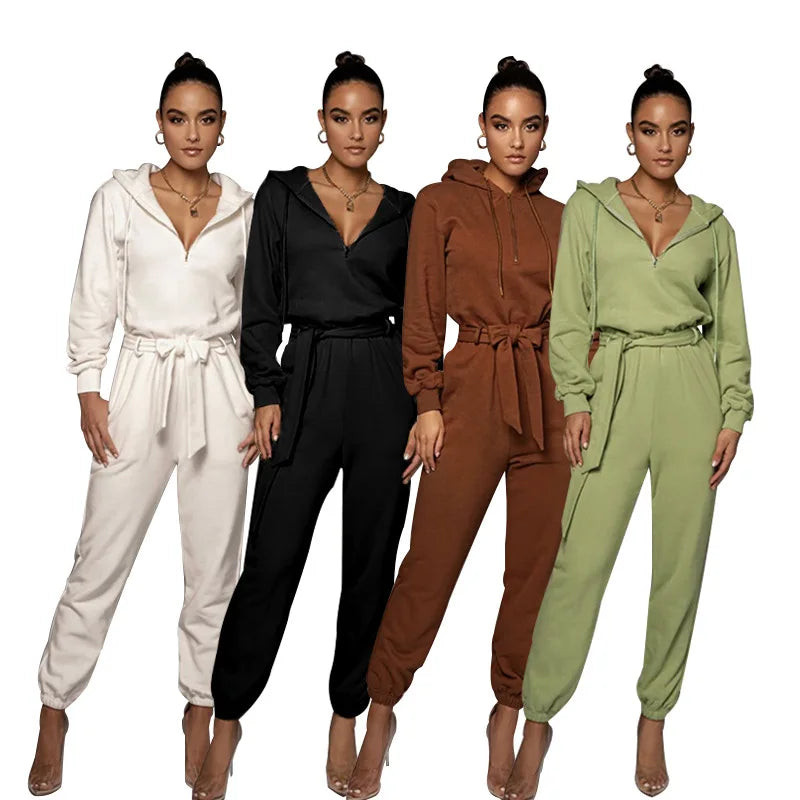 Plain Cotton Playsuits Long Sleeve Fashion Casual Ladies Jumpsuit Solid Jumpsuits Leisure Spring Clothings 2022