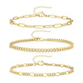Personalized Vintage Metal Bracelet and Gold Anklet Set Exquisite 5-Piece Fashion Jewelry for Women
