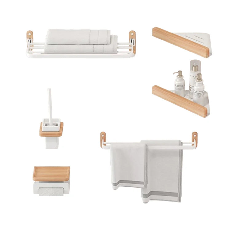 Bathroom Accessories Wall Mounted Walnut Stainless Steel Matte Black Bar Set Towel Rack Toilet Bar Set Bar Hook Sanitary Set