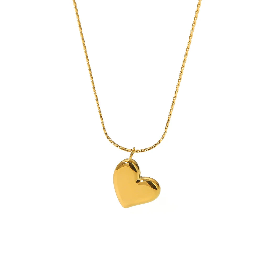Factory Wholesale Custom Personalized Stainless Steel Plated 18K Gold Simple Curved Love Peach Heart Necklace Bijoux En Acier in