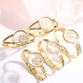 High-End Light Luxury Stainless Steel Bracelet for Women Inlaid Diamonds Four-Leaf Flower Circle Hollow Leaf Fashion Charm