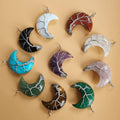 Tree of Life Wire Wrapped Moon Pendant Necklace Reiki Healing Natural Crystal Quartz Stone Necklaces