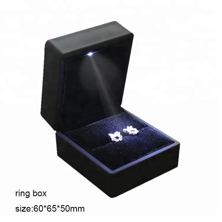Hot Custom Color LED Light Ring Box High-End Velvet Material for Ring Bracelet Pendant Bangle Jewellery Box with Custom LOGO