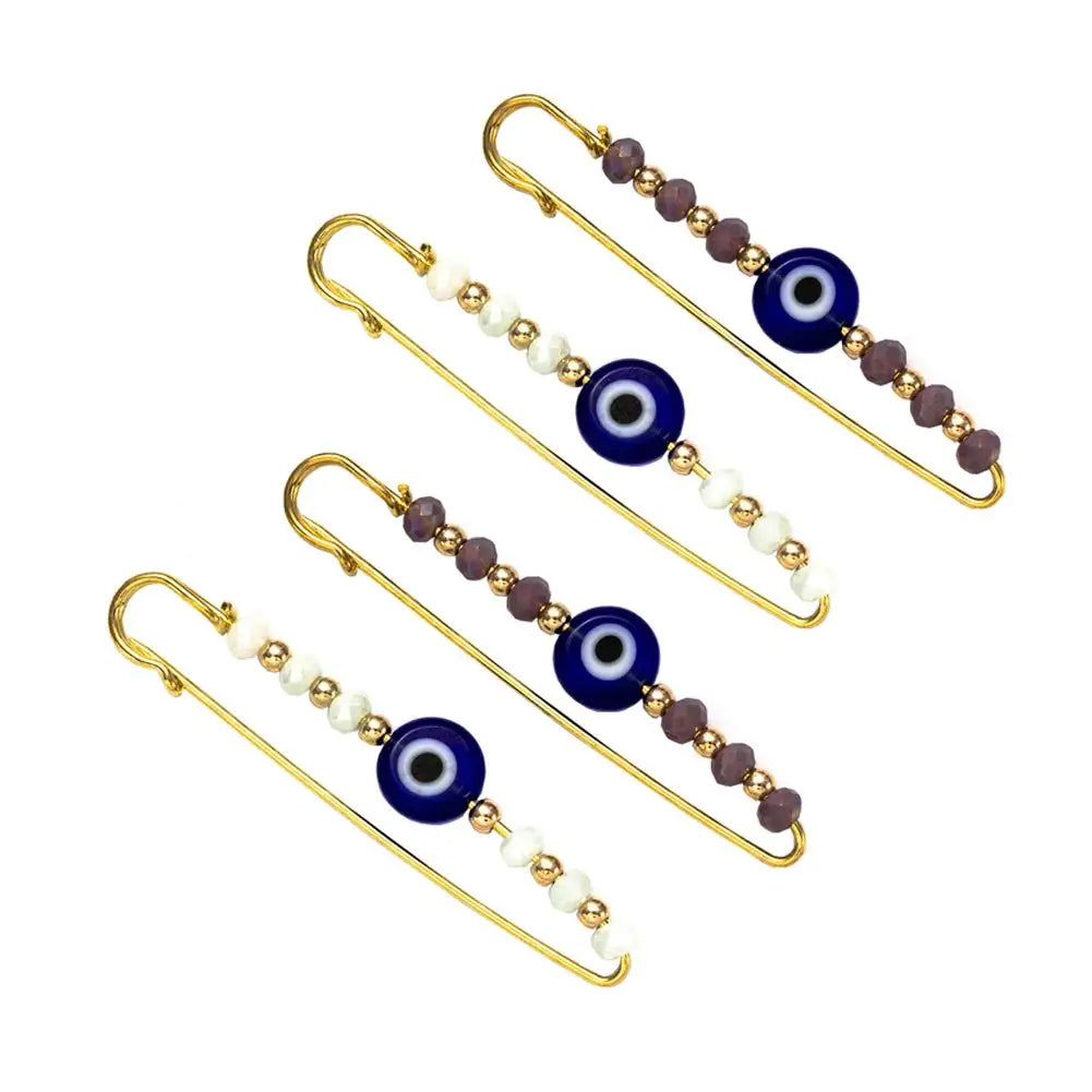 Gold Metal Safety Pins  Scarf Stainless Luxury Hijab Blue Women Pin Evil Eye Brooch