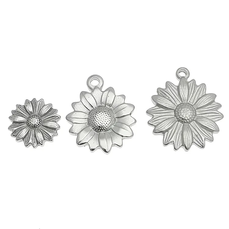 Handmade Designs Jewelry Making Accessories Stainless Steel Sunflower Charm Pendant