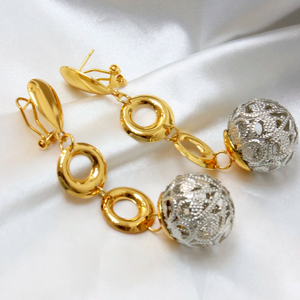 MEIZI  Elegant and Cute Design Round Ball Hollow Earrings and Studs the Perfect Jewelry Gift for Women