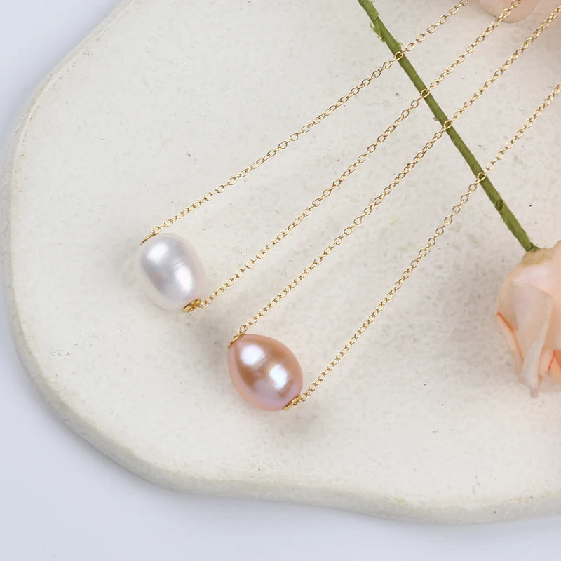 Zhuji Hot Sale 925 Sterling Sliver 10-11mm Natural White Rice Freshwater Pearl Necklace