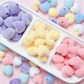 Velvet Flocking Love Heart Shape Straight Hole Acrylic Beads