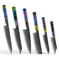 Grandsharp 6 PCS Japanese 10CR15MOV Damascus Steel Cleaver Meat Kiritsuke Nakiri Gyuto Chef Kitchen Knife Sets with Wood Handle