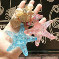Sea Life Ocean Style Tassel Bling Exaggerated Big Acrylic Resin Starfish Key Chains for Key Bag Hanging Car Decoration Gift