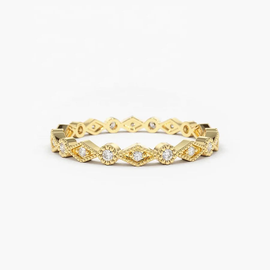 LOZRUNVE 925 Sterling Silver 14k Gold Zircon Dainty Stackable Eternity Ring Jewelry