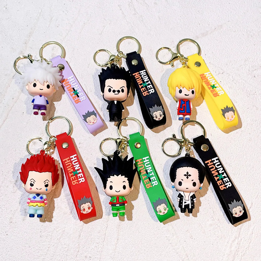 6 Styles 3D PVC Soft Rubber Car Key Chain Ring Hanging Piece Anime of Popular Cute HXH Hunter Cartoon Inside Keychain