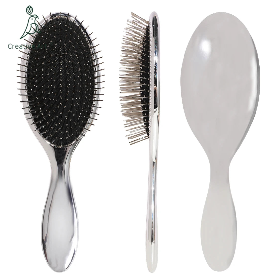 New Arrival Electroplating  Hair Brush Steel Needle With Ball Air Cushion Brush for Women With Private Label